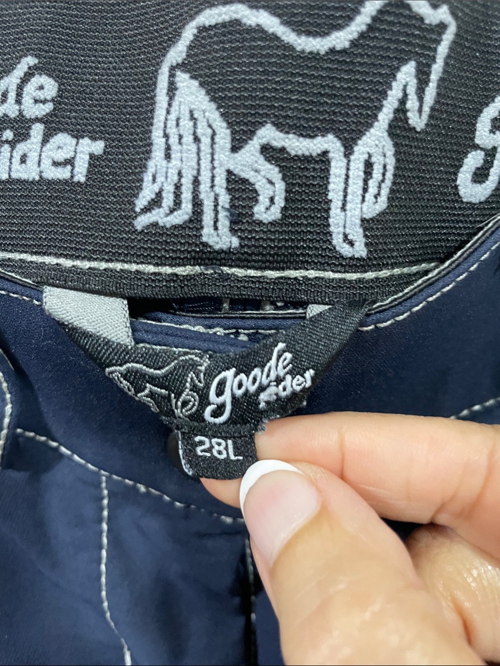 Slim Navy Riding-Style Skinny Pants with Contrast Stitching - Picture 2 of 3